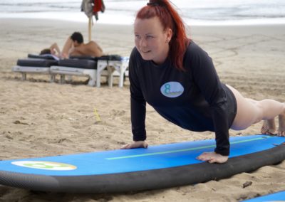 you get to practice how to get up on your board before we enter the water surf lesson bali 8Surfschool